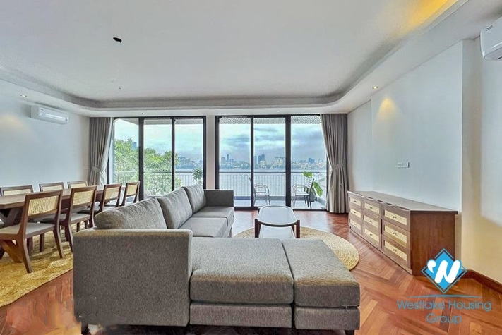 Lake view and Indochina style 3 beds apartment for rent in Dang Thai Mai st, Tay Ho