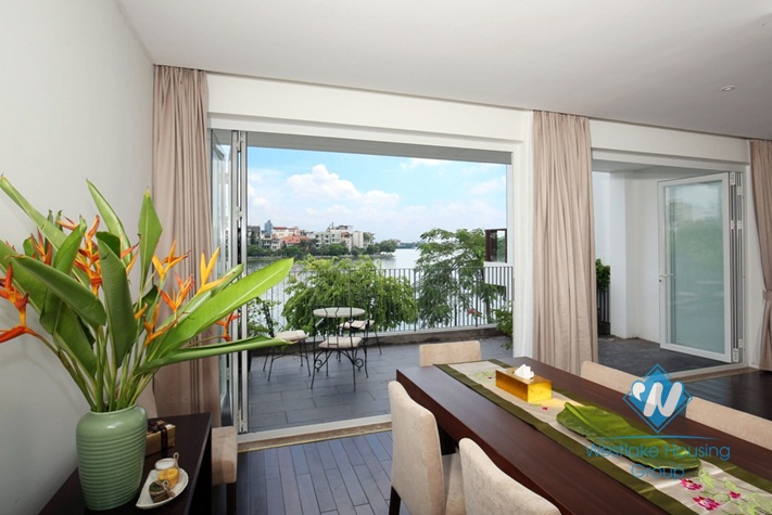 Lakeside executive apartment with large terrace for rent in Tay Ho, Hanoi