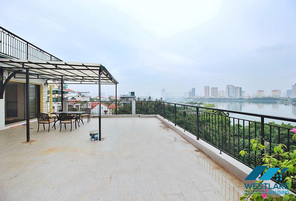 Lake view 3 bedrooms apartment with huge balcony for rent in To Ngoc Van st, Tay Ho
