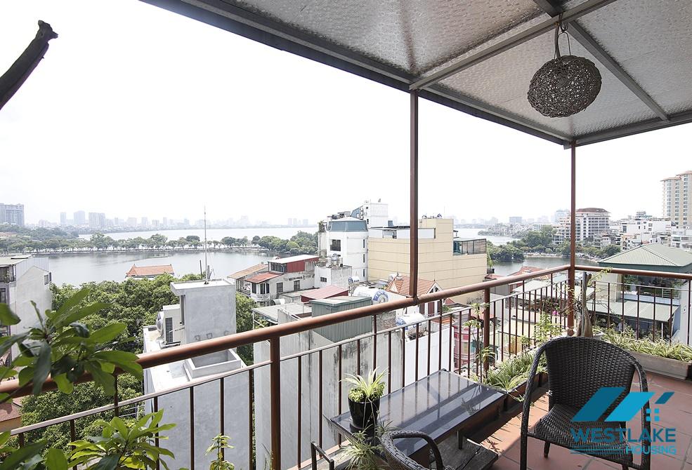 Lake view apartment with big balcony for rent in Truc Bach area, Ba Dinh District