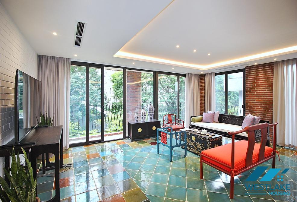 An unique and strange style 4 bedrooms apartment for rent in Dang Thai Mai, Tay Ho
