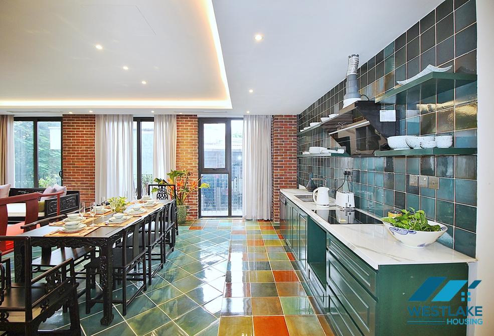 An unique and strange style 4 bedrooms apartment for rent in Dang Thai Mai, Tay Ho