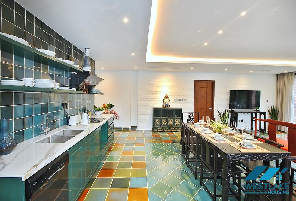 An unique and strange style 4 bedrooms apartment for rent in Dang Thai Mai, Tay Ho