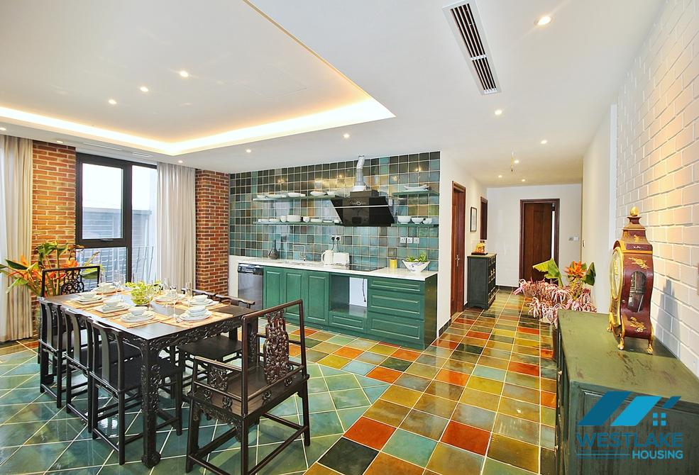 An unique and strange style 4 bedrooms apartment for rent in Dang Thai Mai, Tay Ho