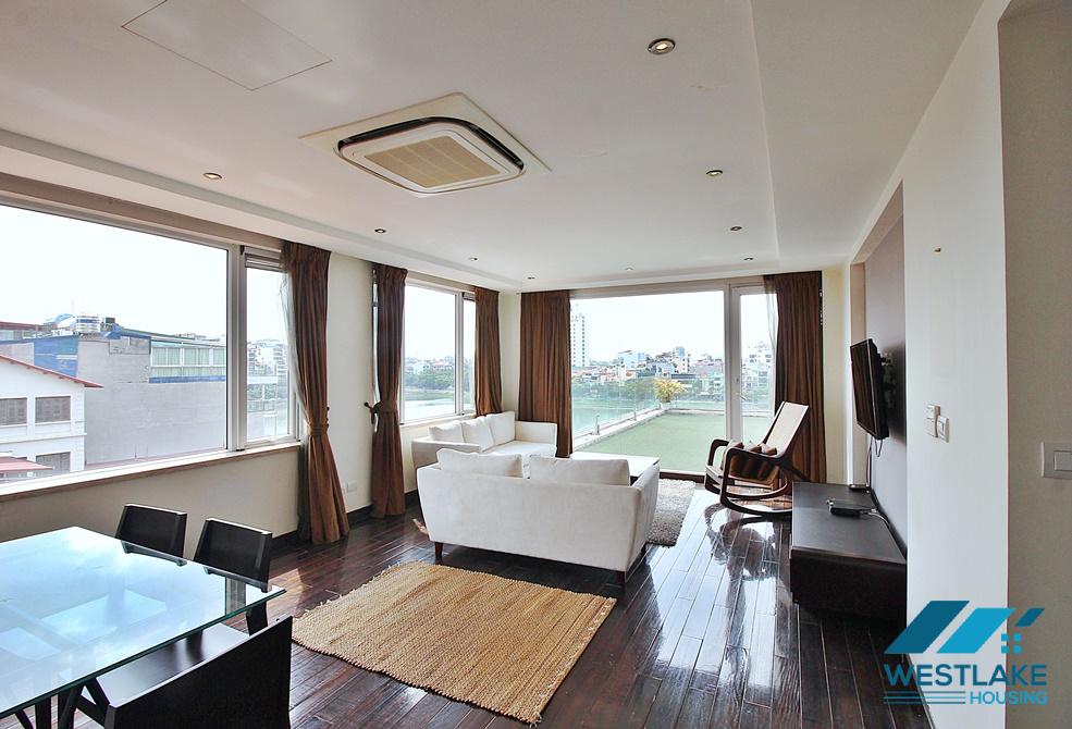  Lake view 1 bedroom apartment with huge balcony for rent in Quang An, Tay Ho