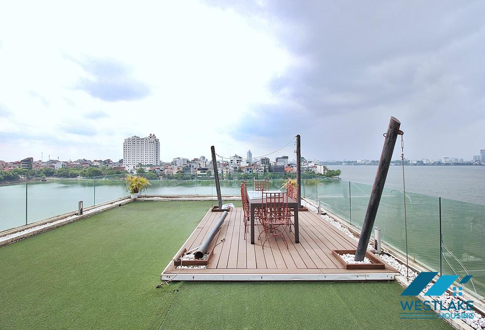  Lake view 1 bedroom apartment with huge balcony for rent in Quang An, Tay Ho