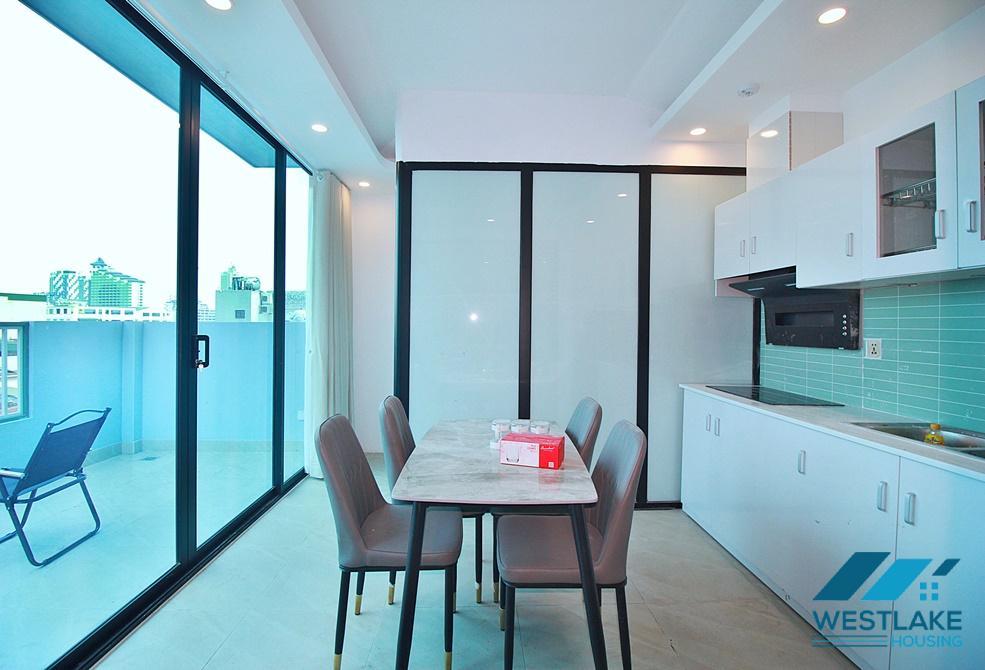 Large balcony one bedroom apartment for rent in Yen Phu area, Tay Ho, Ha Noi