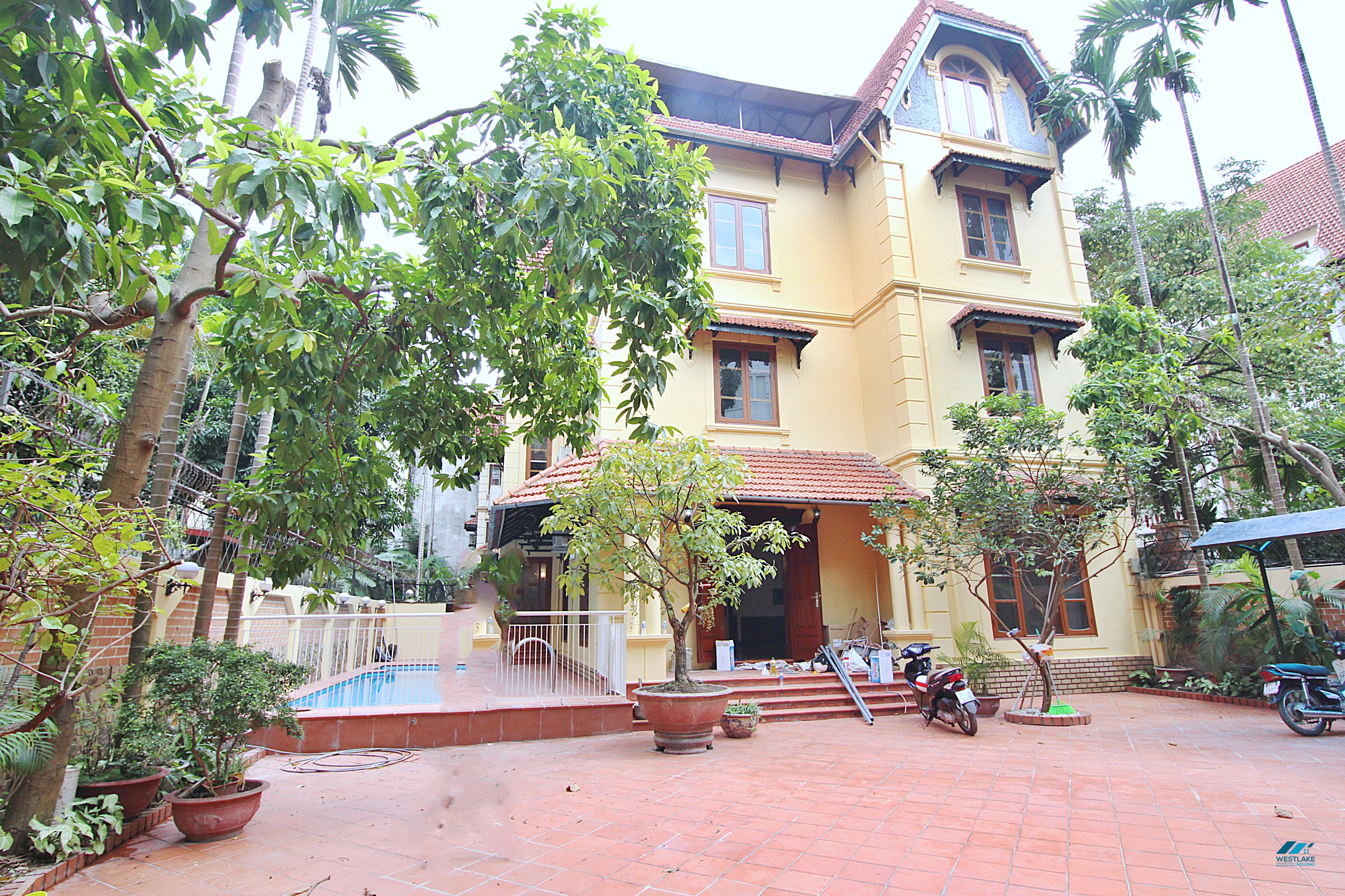 Large five bedrooms house with big yard and private swimming pool for rent in Tay Ho, Ha Noi
