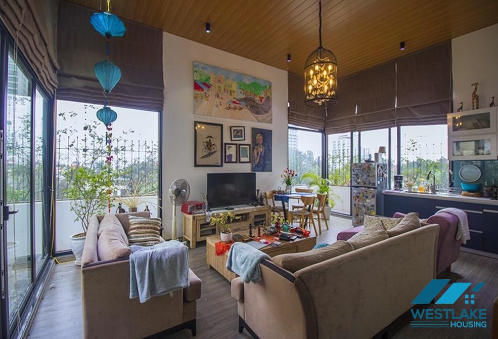 Bright one bedroom apartment with large balcony for rent in Dang Thai Mai area, Tay Ho, Ha Noi