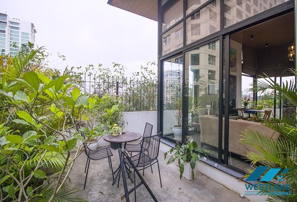 Bright one bedroom apartment with large balcony for rent in Dang Thai Mai area, Tay Ho, Ha Noi