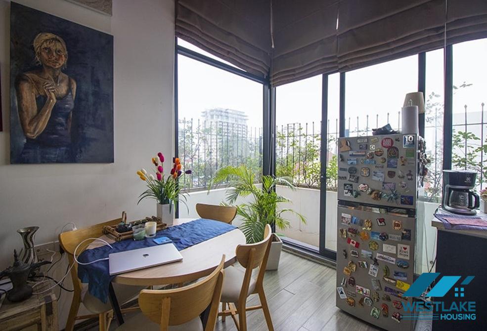 Bright one bedroom apartment with large balcony for rent in Dang Thai Mai area, Tay Ho, Ha Noi