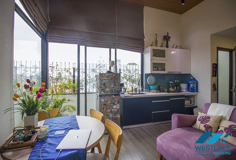 Bright one bedroom apartment with large balcony for rent in Dang Thai Mai area, Tay Ho, Ha Noi