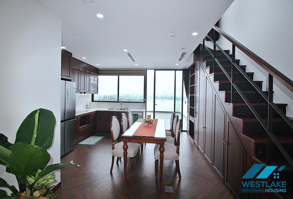 Amazing lake view duplex apartment for rent on Nhat Chieu Street, Tay Ho, Ha Noi