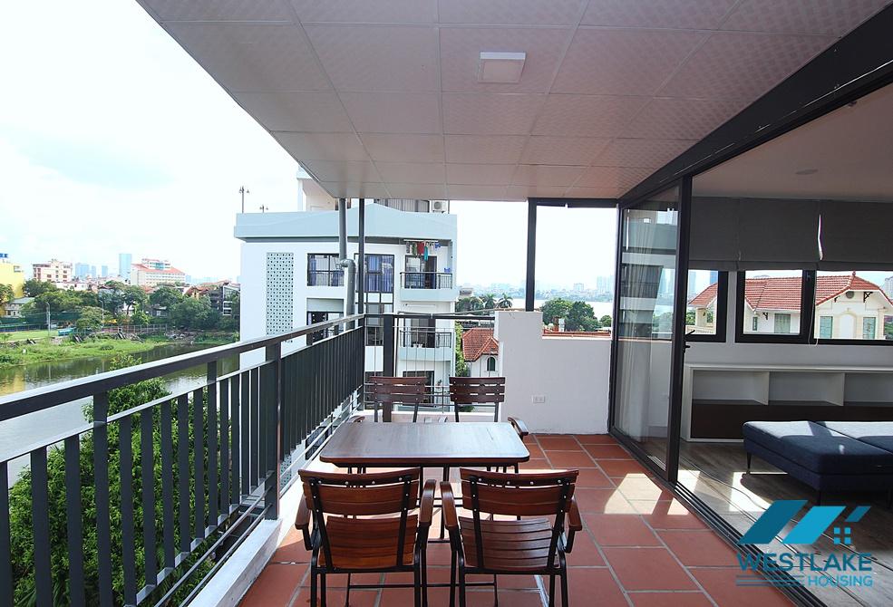 Lake view one bedroom apartment with huge balcony and lake view for rent in Tay Ho, Ha Noi
