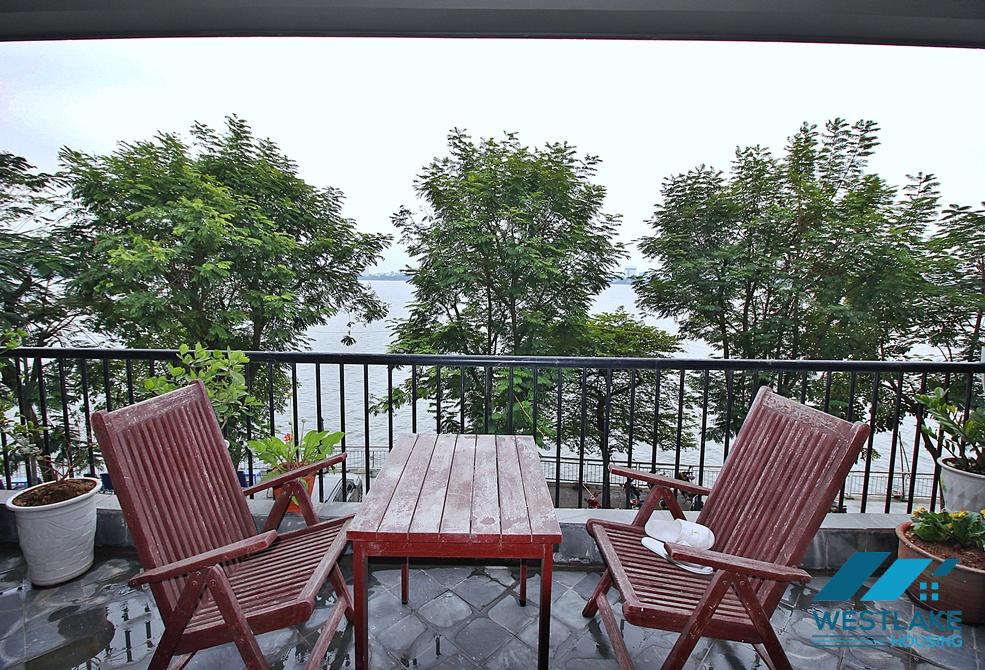 Lake view three bedrooms apartment for rent on Quang Khanh street, Tay Ho, Ha Noi