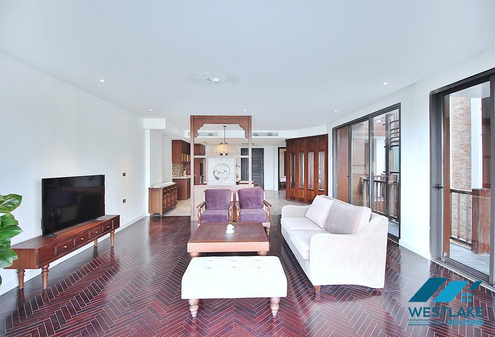 Renovated 4 bedrooms serviced apartment for rent in Dang Thai Mai area, Tay Ho, Ha Noi