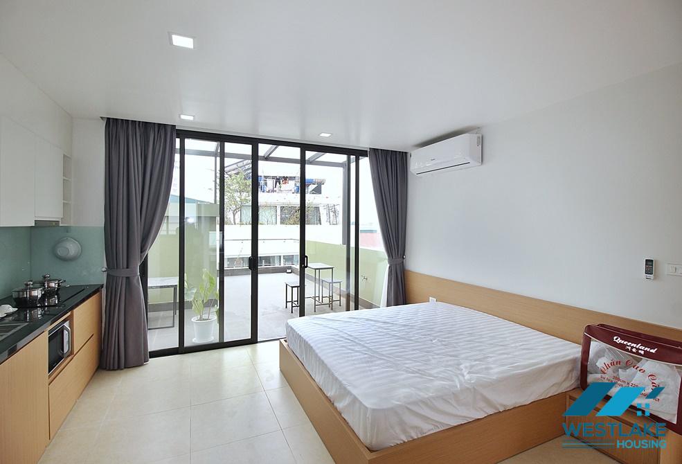 A nice studio with big balcony for rent in Xuan Dieu, Tay Ho