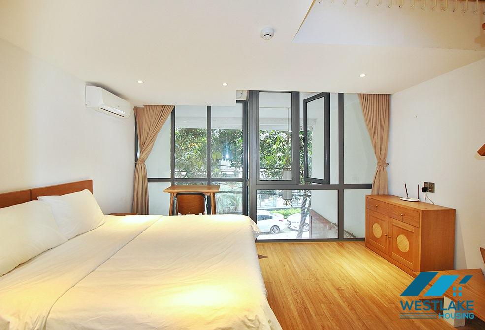 Lovely 01 bedroom duplex apartment for rent on Xuan Dieu street, Tay Ho, Ha Noi