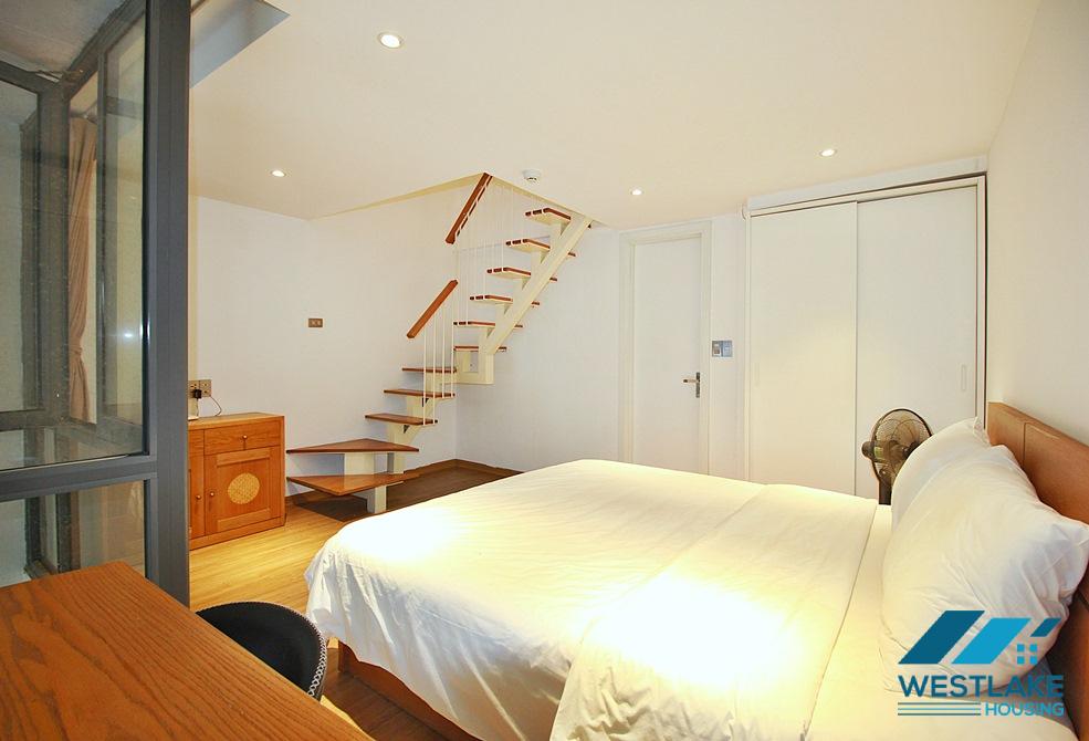 Lovely 01 bedroom duplex apartment for rent on Xuan Dieu street, Tay Ho, Ha Noi