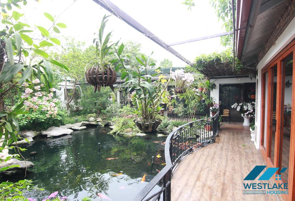 A garden fish pond house for rent in An Duong, Tay Ho