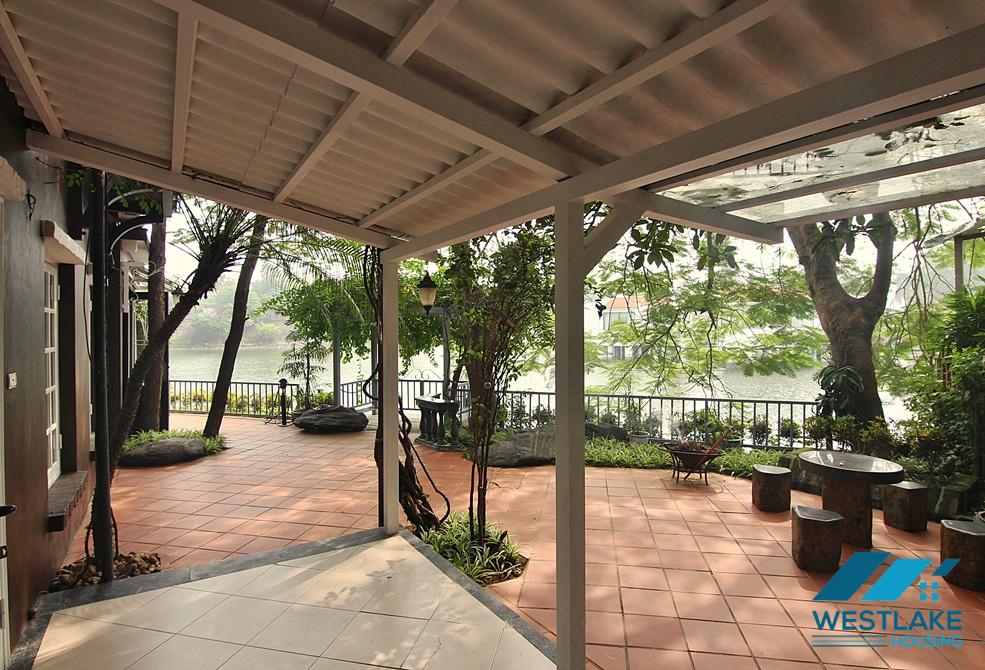 Beautiful house with large yard and lake view available for rent in Westlake area, Tay Ho, Ha Noi