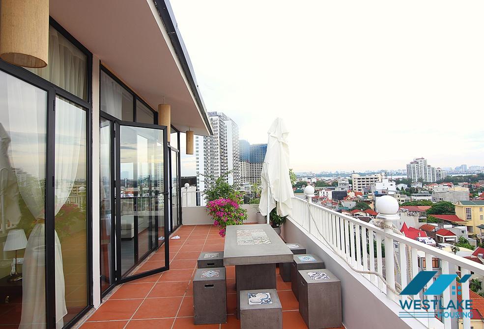 Beautiful apartment on 10th floor with lots of natural light for rent in Tay Ho, Ha Noi