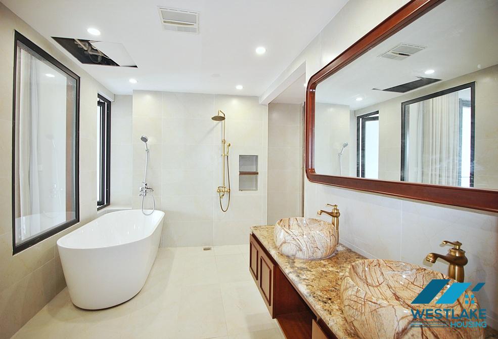Three bedrooms serviced apartment on high floor for rent on Xuan Dieu street, Tay Ho, Ha Noi