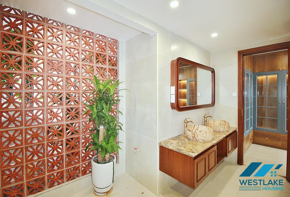 Three bedrooms serviced apartment on high floor for rent on Xuan Dieu street, Tay Ho, Ha Noi