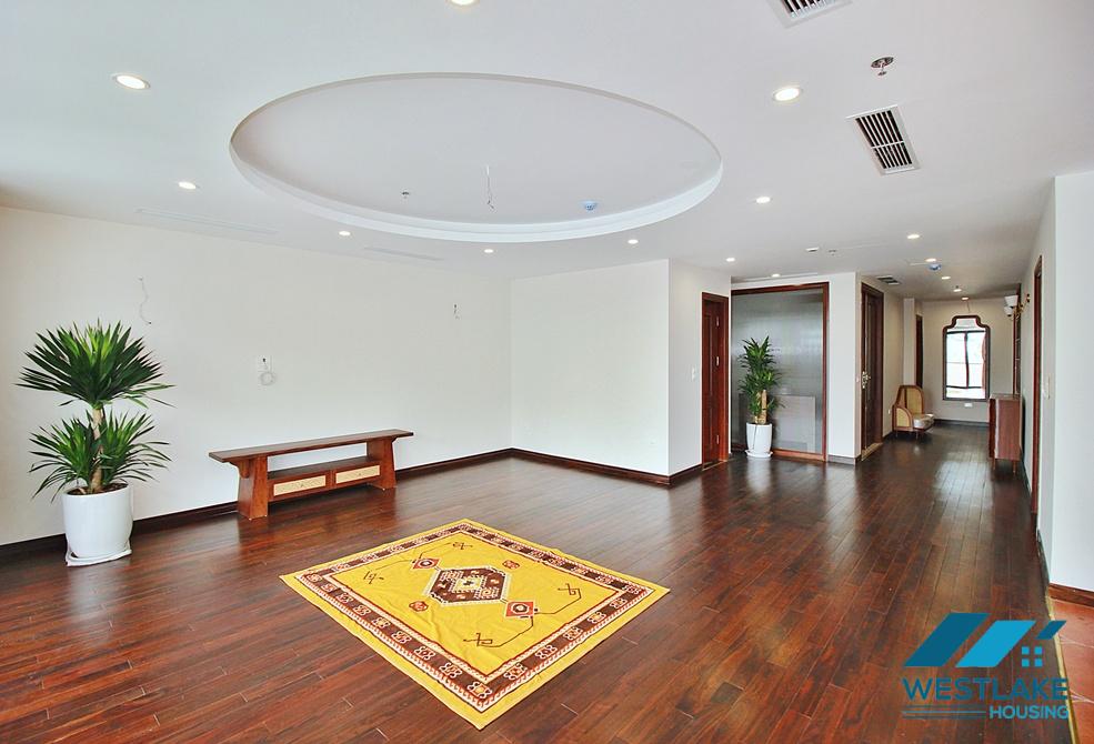 Three bedrooms serviced apartment on high floor for rent on Xuan Dieu street, Tay Ho, Ha Noi