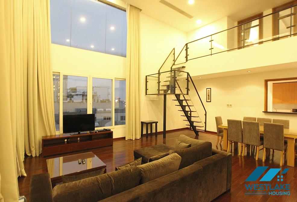 A duplex 3 bedroom apartment with lake view for rent in Xuan Dieu, Tay Ho