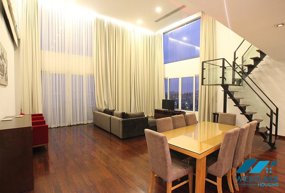 A duplex 3 bedroom apartment with lake view for rent in Xuan Dieu, Tay Ho
