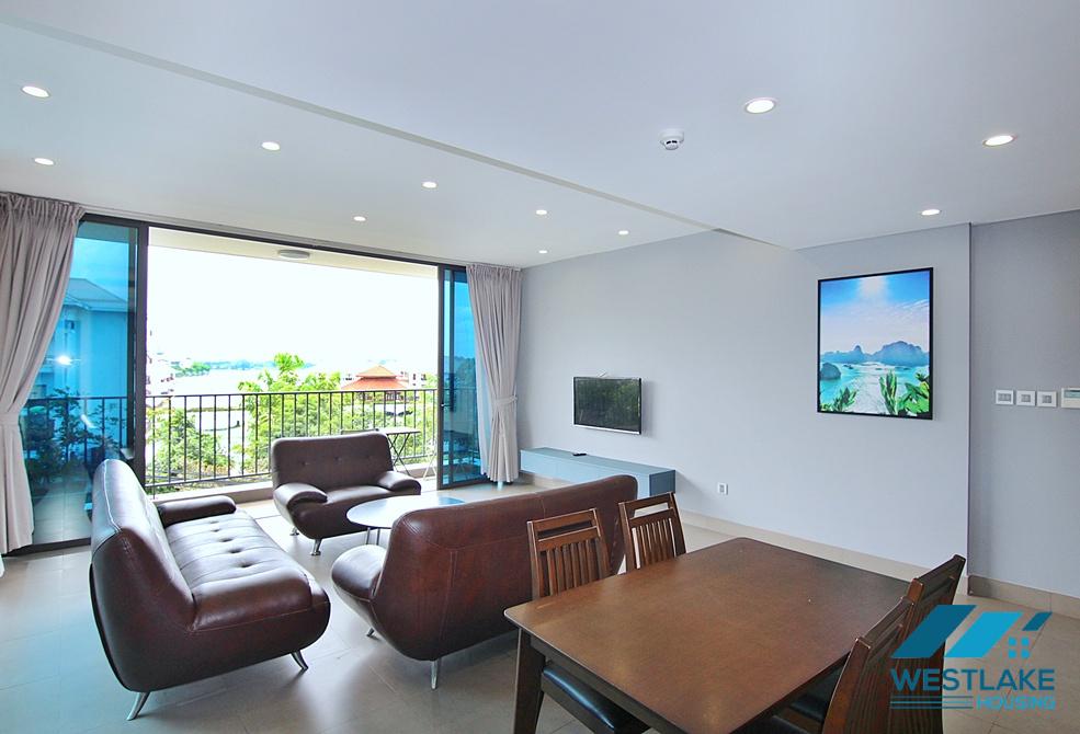 Lake view two bedrooms apartment for rent on Tu Hoa street, Tay Ho, Ha Noi