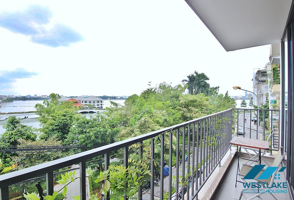 Lake view two bedrooms apartment for rent on Tu Hoa street, Tay Ho, Ha Noi