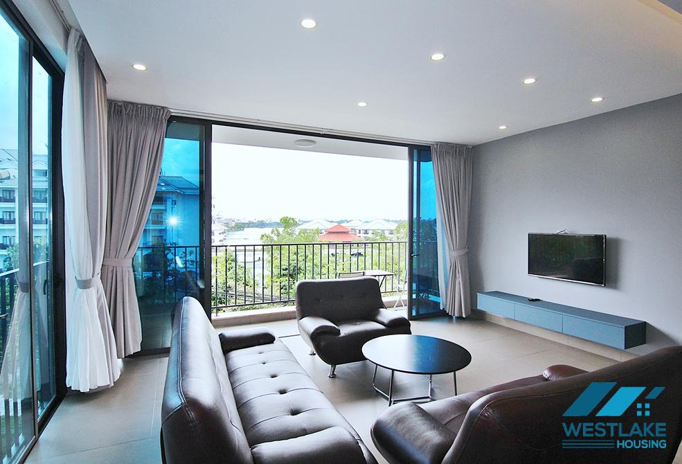 Lake view two bedrooms apartment for rent on Tu Hoa street, Tay Ho, Ha Noi