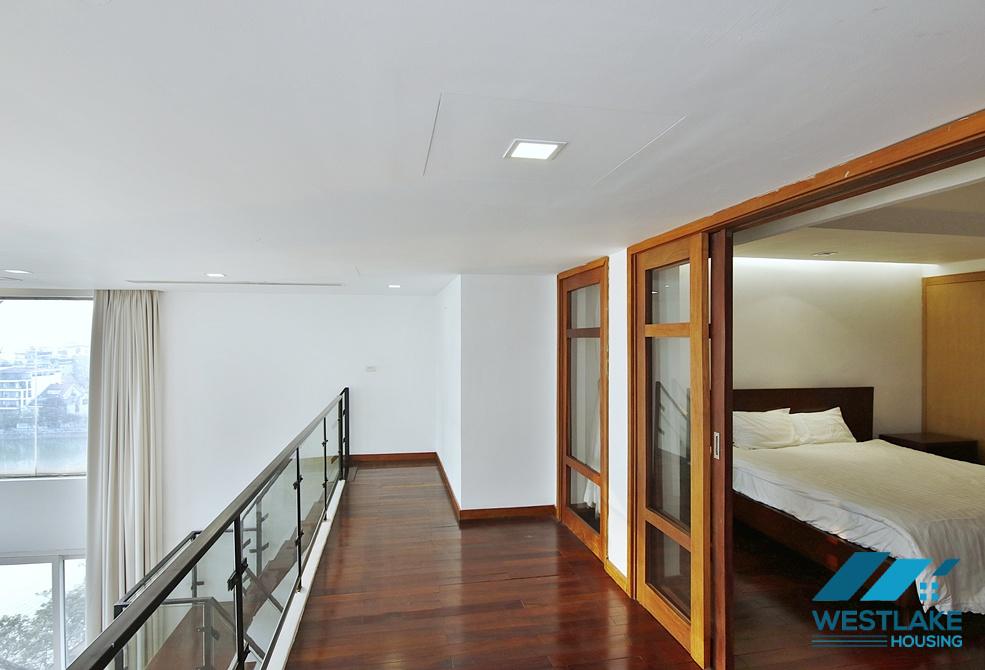 Beautiful West lake view, duplex 03 bedrooms apartment for rent in Xuan Dieu, Tay Ho, Ha Noi