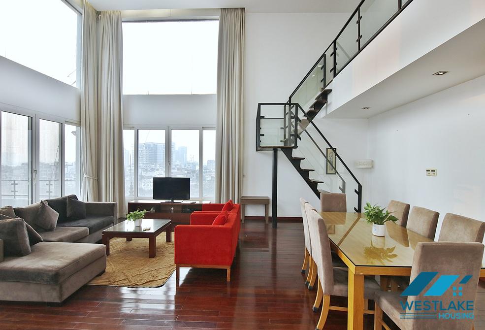 Beautiful West lake view, duplex 03 bedrooms apartment for rent in Xuan Dieu, Tay Ho, Ha Noi