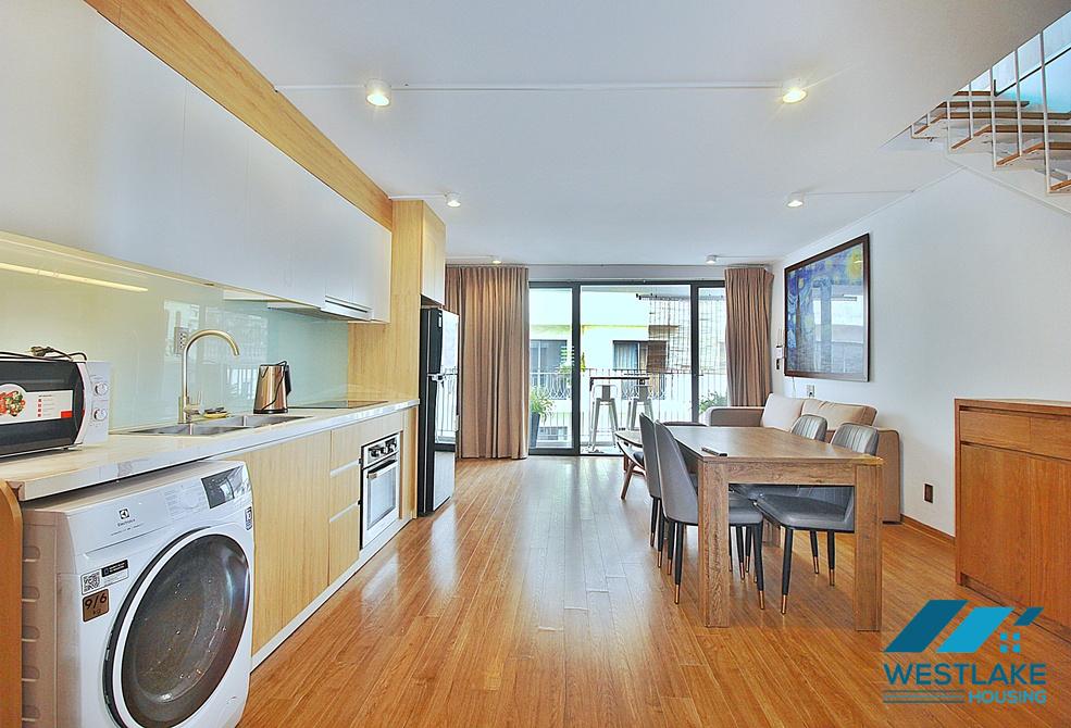 Beautiful 01 bedroom duplex apartment with lots of natural light for rent on Xuan Dieu street, Tay Ho, Ha Noi