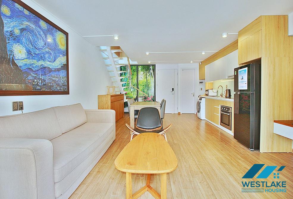 Beautiful 01 bedroom duplex apartment with lots of natural light for rent on Xuan Dieu street, Tay Ho, Ha Noi