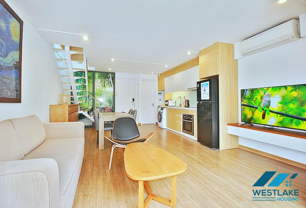 Beautiful 01 bedroom duplex apartment with lots of natural light for rent on Xuan Dieu street, Tay Ho, Ha Noi