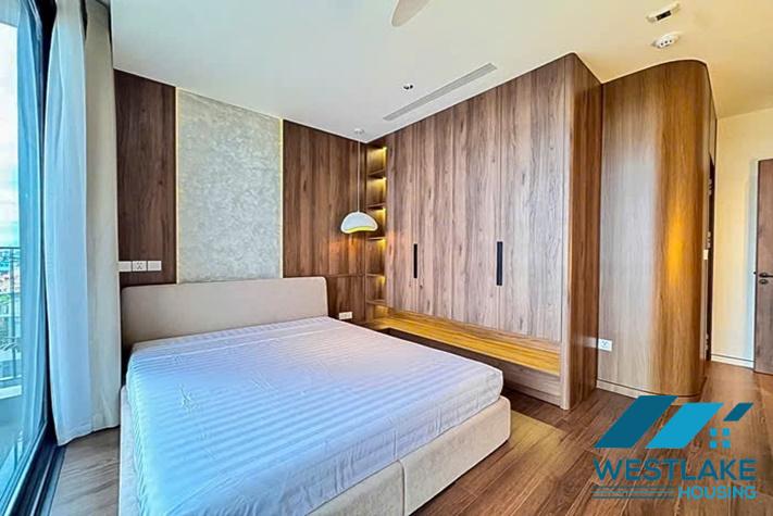 Beautiful and modern 3-bedroom apartment with a spacious balcony overlooking the lake for rent in Tay Ho, Hanoi.