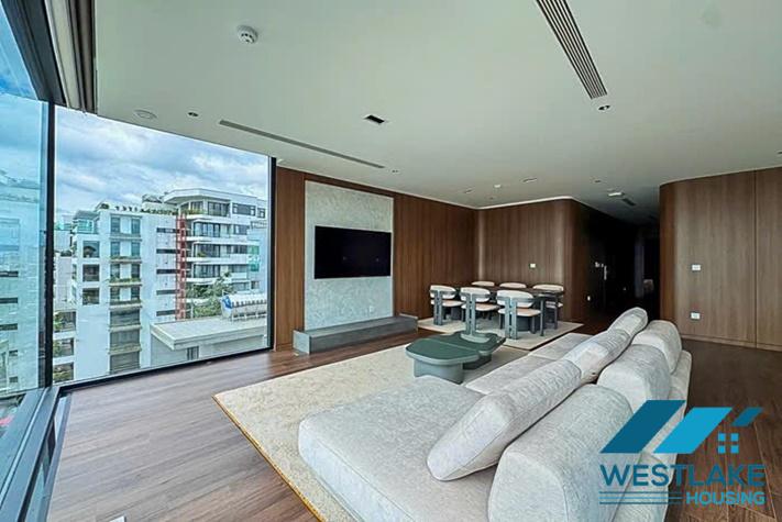 Beautiful and modern 3-bedroom apartment with a spacious balcony overlooking the lake for rent in Tay Ho, Hanoi.