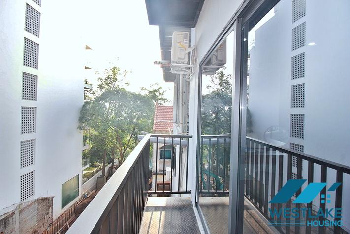 Newly one-bedroom apartment with balcony for rent on Au Co Street, Tay Ho Ward, Hanoi.