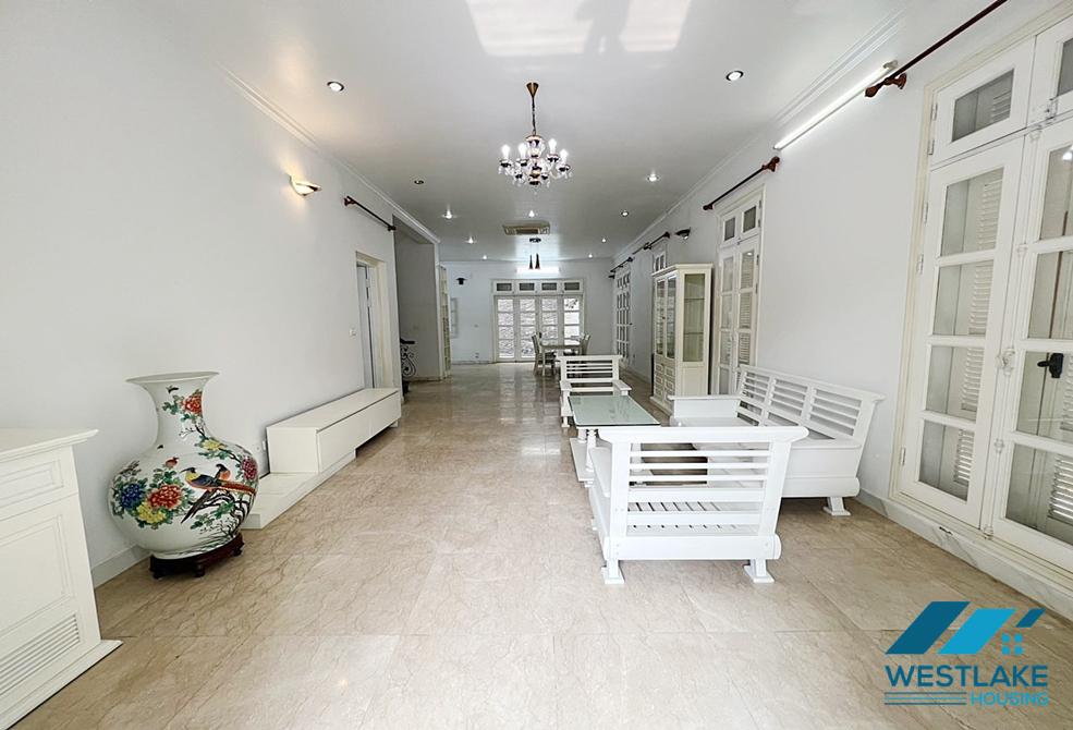 Garden white house for rent in T block, Ciputra, Tay Ho ward, Ha Noi