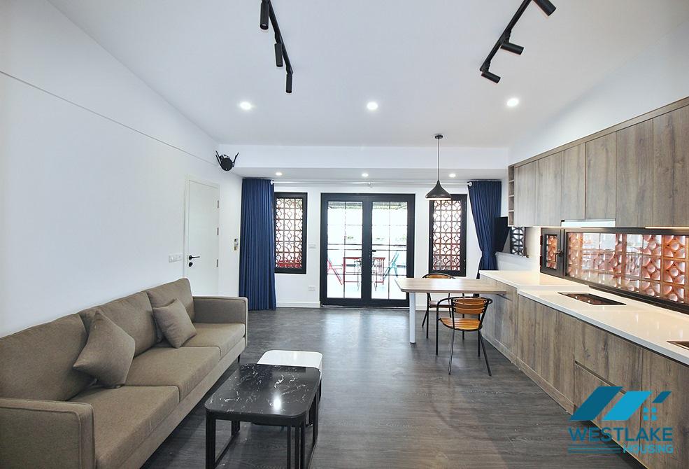 Big terrace one bedroom apartment for rent in To Ngoc Van area, Tay Ho, Hanoi