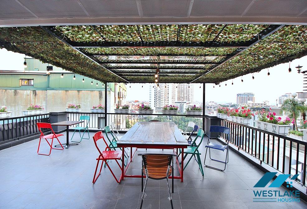 Big terrace one bedroom apartment for rent in To Ngoc Van area, Tay Ho, Hanoi