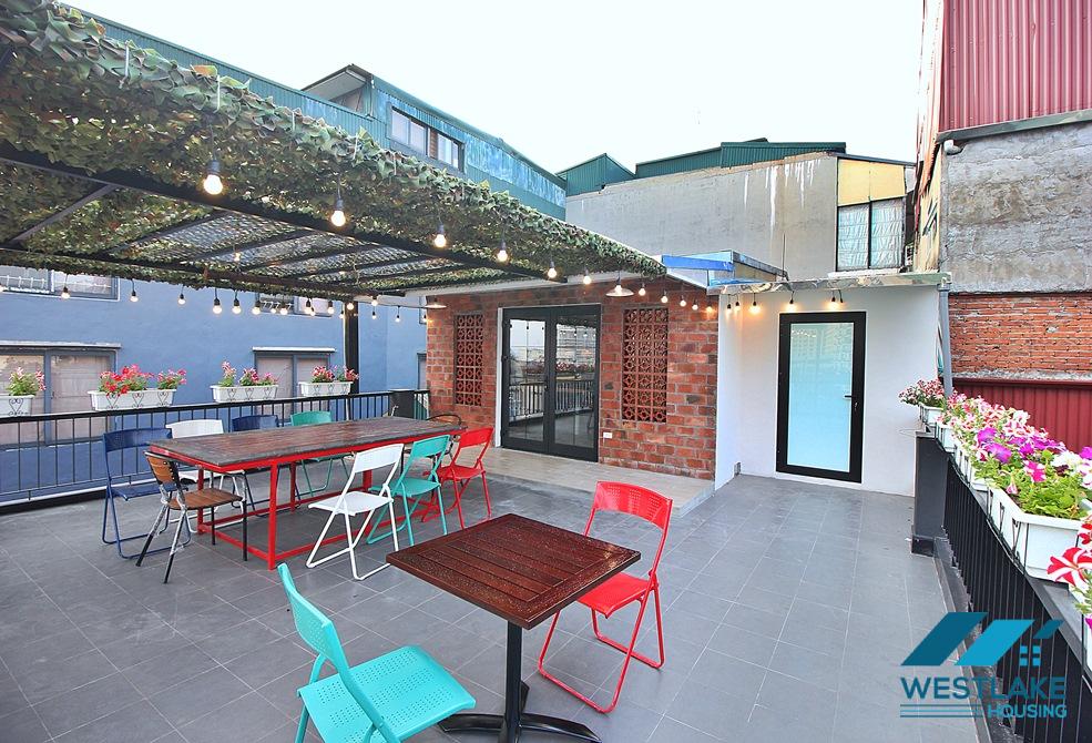 Big terrace one bedroom apartment for rent in To Ngoc Van area, Tay Ho, Hanoi