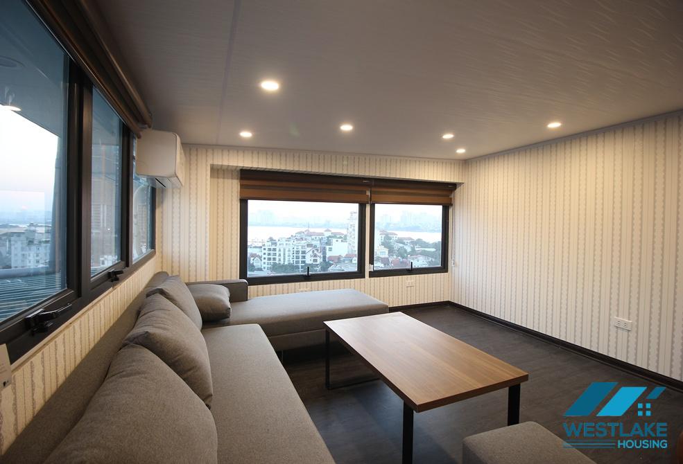 Bright one bedroom apartment on high floor for rent in To Ngoc Van street, Tay Ho, Ha Noi