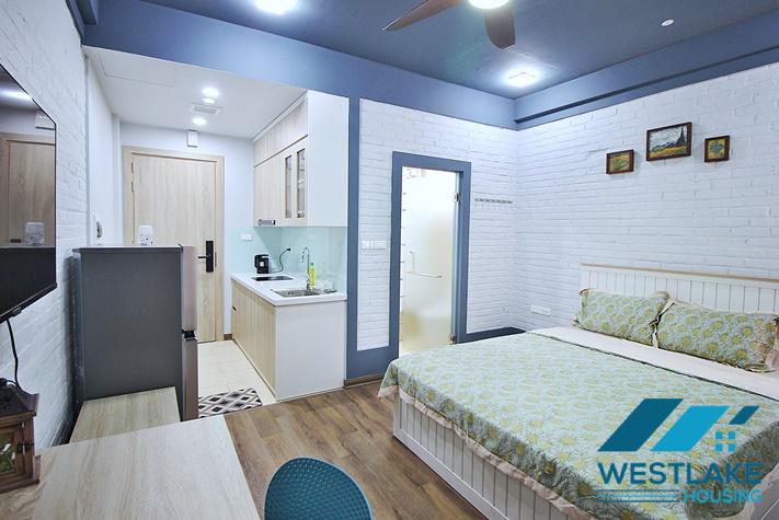 Newly renovated, modern studio apartment for rent on Trinh Cong Son Street, Tay Ho Ward, Hanoi.