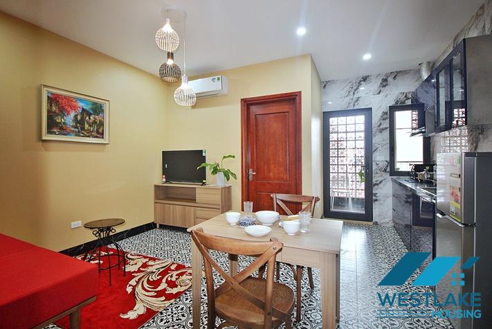 Modern 1-bedroom apartment with a spacious balcony for rent in Yen Phu, Tay Ho, Hanoi.
