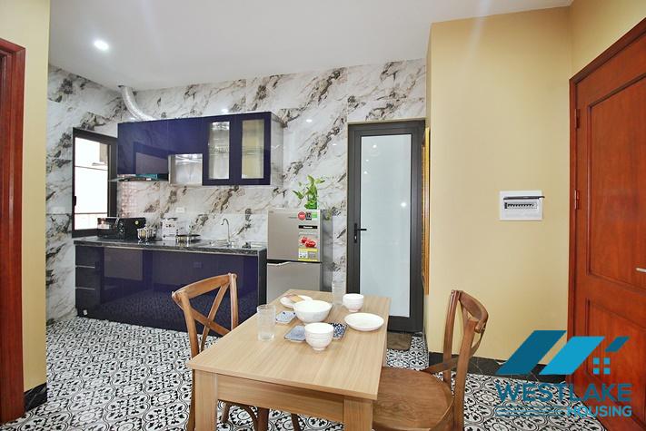 Modern 1-bedroom apartment with a spacious balcony for rent in Yen Phu, Tay Ho, Hanoi.